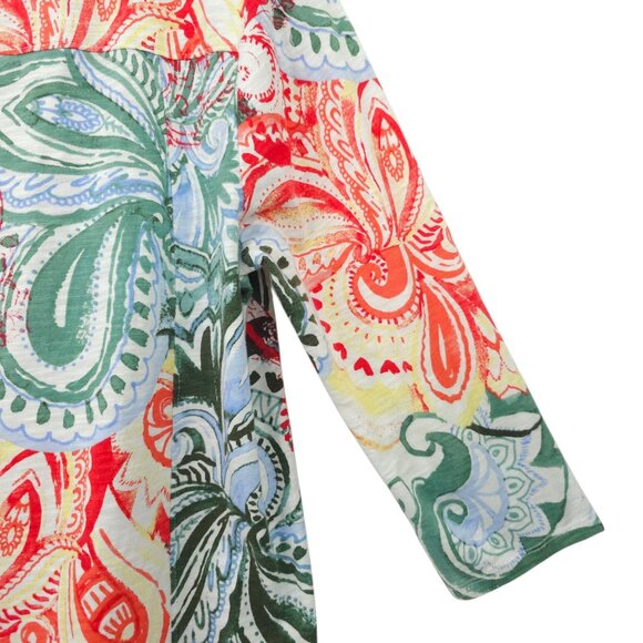 Chicos Floral Print Paisley Boho Top Womens 1 US M 3/4 Sleeve Scoop Neck Tunic - Picture 11 of 16